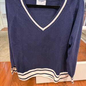 Old Navy - VNeck Sweater- Navy and While Trim - Size XL